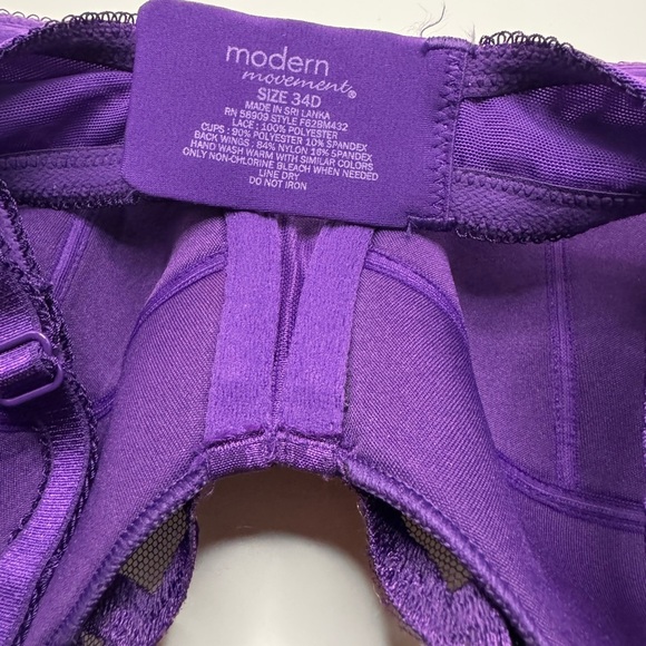 Modern Movement Embroidered Bra – 34D Purple - Picture 4 of 5